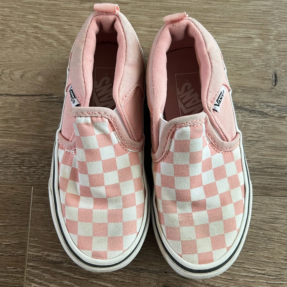Vans Pink and White Checkered Kids Sneakers